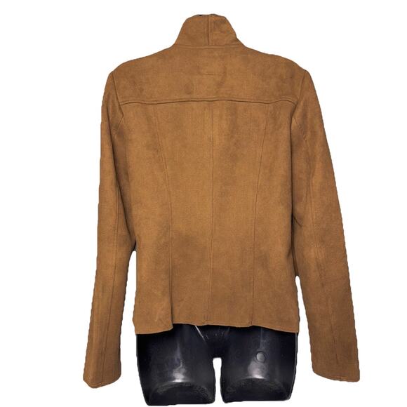 Kut from Kloth Evereve Medium Mocha Brown Asymmetrical Faux Suede Moto Jacket - Picture 4 of 9